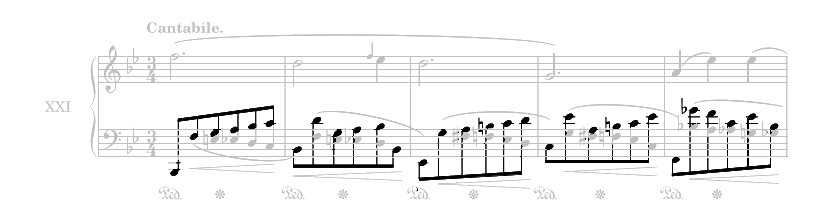 An excerpt of Chopin's Prélude Op. 28, No. 21, highlighting the ascending voice