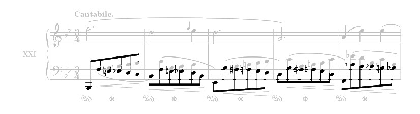 An excerpt of Chopin's Prélude Op. 28, No. 21, highlighting the descending voice